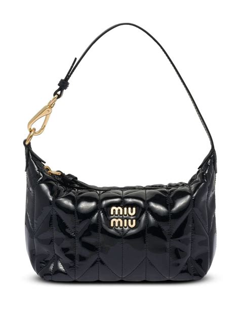 miu miu logo plaque quilted shoulder bag|Miu Miu.